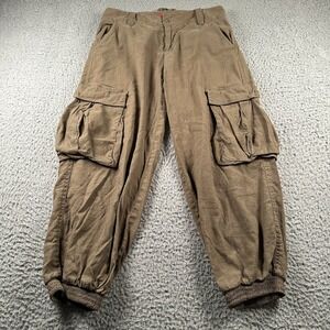 alice + olivia Women's Cargo Pants Brown Size 2 Cotton Stretch Baggy Made In USA